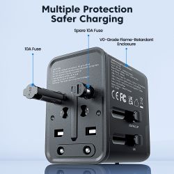 อะแดปเตอร์แปลงไฟสำหรับเดินทาง Toocki Universal Travel Adapter GaN 30W พร้อมพอร์ต USB-C 2 ช่อง และพอร์ต USB 1 ช่อง อะแดปเตอร์แปลง