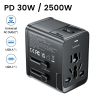 อะแดปเตอร์แปลงไฟสำหรับเดินทาง Toocki Universal Travel Adapter GaN 30W พร้อมพอร์ต USB-C 2 ช่อง และพอร์ต USB 1 ช่อง อะแดปเตอร์แปลง