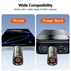 Bật lửa mini Toocki USB C kèm dây đeo, thổi để đánh lửa, an toàn, không ngọn lửa, chống gió, dây vonfram, dùng cho chuyến bay và