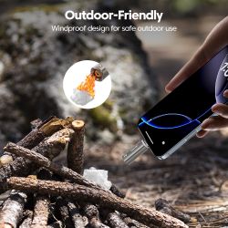Bật lửa mini Toocki USB C kèm dây đeo, thổi để đánh lửa, an toàn, không ngọn lửa, chống gió, dây vonfram, dùng cho chuyến bay và