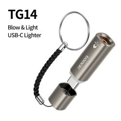 Bật lửa mini Toocki USB C kèm dây đeo, thổi để đánh lửa, an toàn, không ngọn lửa, chống gió, dây vonfram, dùng cho chuyến bay và