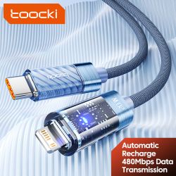 Toocki Type C-Lightning 케이블 (iPhone 14, 13, 12, 11, Pro Max, 8, 7용, 자동 전원 차단, PD 20W 고속 충전)