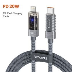 Cáp Toocki Type C sang Lightning dành cho iPhone 14 13 12 11 Pro Max 8 7, hỗ trợ sạc nhanh PD 20W, tự động tắt nguồn, cáp USB C 