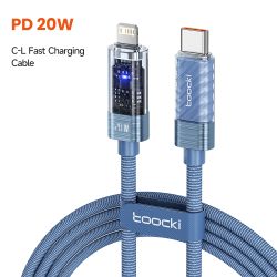 Toocki Type C-Lightning 케이블 (iPhone 14, 13, 12, 11, Pro Max, 8, 7용, 자동 전원 차단, PD 20W 고속 충전)