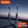 สายชาร์จเร็ว Toocki Type C to Type C 100W 5A พร้อมสปริง สำหรับ iPhone 16 15 Samsung S23 แล็ปท็อป Xiaomi 12 Realme