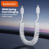 Кабель Toocki Type-C до Type-C для швидкої зарядки 100 Вт 5 А пружинний USB Type-C для iPhone 16 15 Samsung S23 ноутбук Xiaomi 1