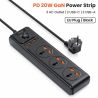 Toocki C35 Power Strip Electric Socket Grounding 2M Extension Cable 3AC Outlet 2 USB-C 2 USB-A PD 20W Fast Charging Charer