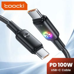 Câble USB-C vers USB-C Toocki 100 W avec éclairage RGB pour ordinateur portable, iPhone 15, Samsung S24/S23, Xiaomi et Realme : 