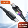Câble USB-C vers USB-C Toocki 100 W avec éclairage RGB pour ordinateur portable, iPhone 15, Samsung S24/S23, Xiaomi et Realme : 