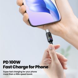 Câble USB-C vers USB-C Toocki 100 W avec éclairage RGB pour ordinateur portable, iPhone 15, Samsung S24/S23, Xiaomi et Realme : 