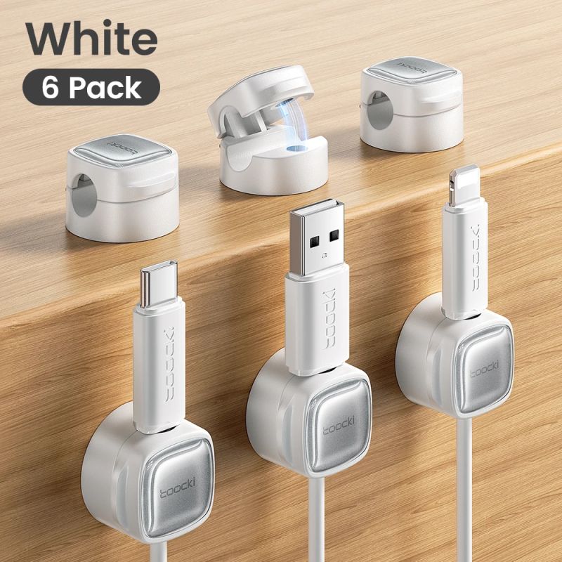 ที่จัดระเบียบสายเคเบิลแม่เหล็ก Toocki LX06 6/12 ชิ้น สำหรับสายโทรศัพท์มือถือ ปลั๊กไฟ คีย์บอร์ด หูฟัง ที่ม้วนสายเคเบิลแม่เหล็ก