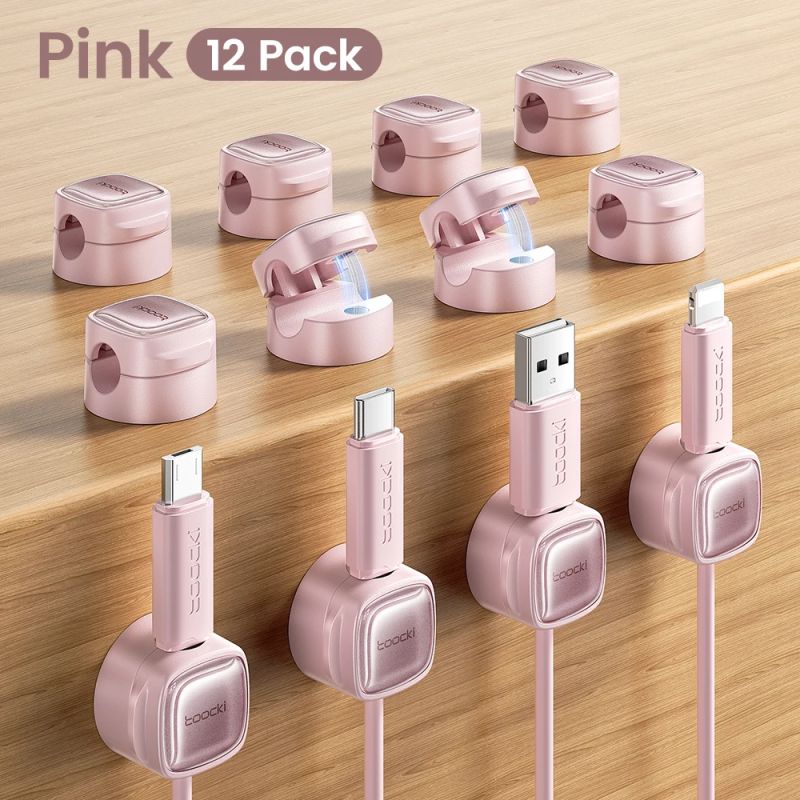 Toocki LX06 Kabelorganisator mit magnetischen Kabelclips (6/12 Stück) für Handykabel, Steckdosenleisten, Tastatur, Kopfhörer und