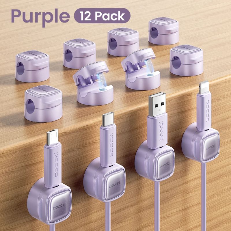 Toocki LX06 Kabelorganisator mit magnetischen Kabelclips (6/12 Stück) für Handykabel, Steckdosenleisten, Tastatur, Kopfhörer und