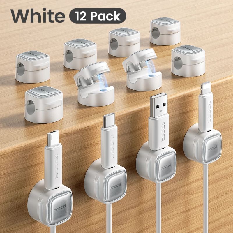 Toocki LX06 Kabelorganisator mit magnetischen Kabelclips (6/12 Stück) für Handykabel, Steckdosenleisten, Tastatur, Kopfhörer und