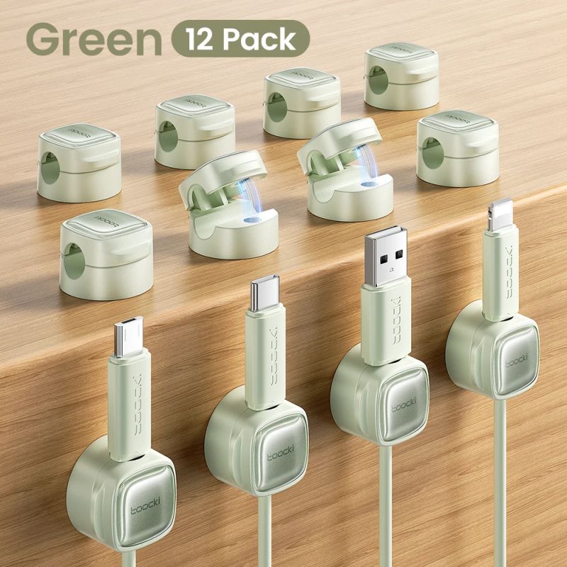 Toocki LX06 Kabelorganisator mit magnetischen Kabelclips (6/12 Stück) für Handykabel, Steckdosenleisten, Tastatur, Kopfhörer und