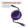 Cáp USB C sang USB C có thể thu gọn Toocki 100W Sạc nhanh cho iPhone 16 15 Pro Max Samsung S24 S23 Xiaomi Macbook Cáp Type C