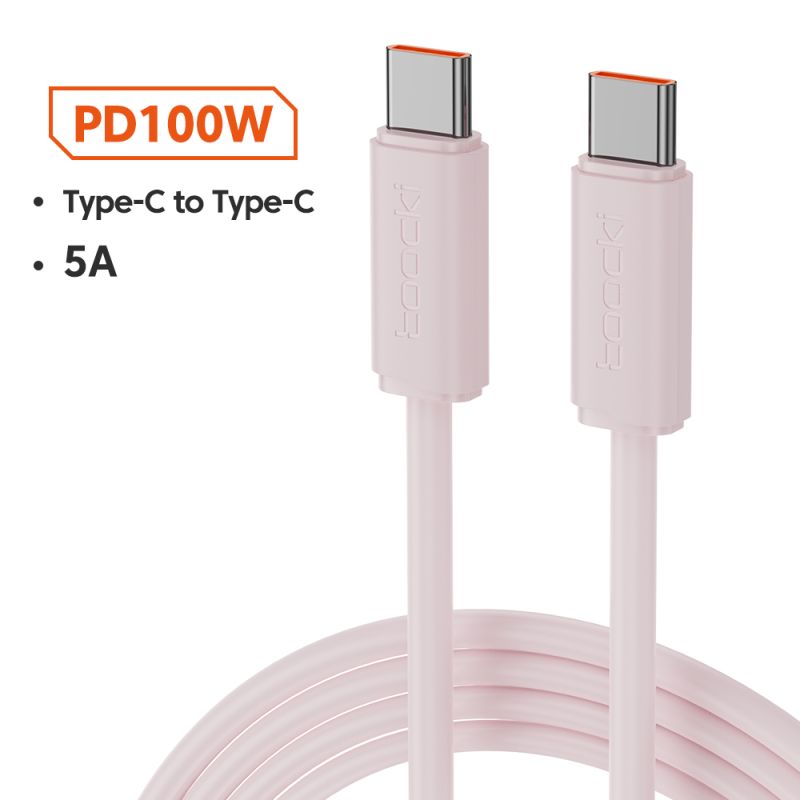 Kabel Toocki 1M 100W USB C 5A typu C do szybkiego ładowania typu C, przewód danych do iPhone'a 17 16 15, Samsunga S25 S24, Xiaom