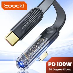 Cable USB tipo C a USB tipo C Toocki de 100 W, ángulo de 90 grados, PD, cargador rápido de 100 W, cable tipo C para MacBook, Sam