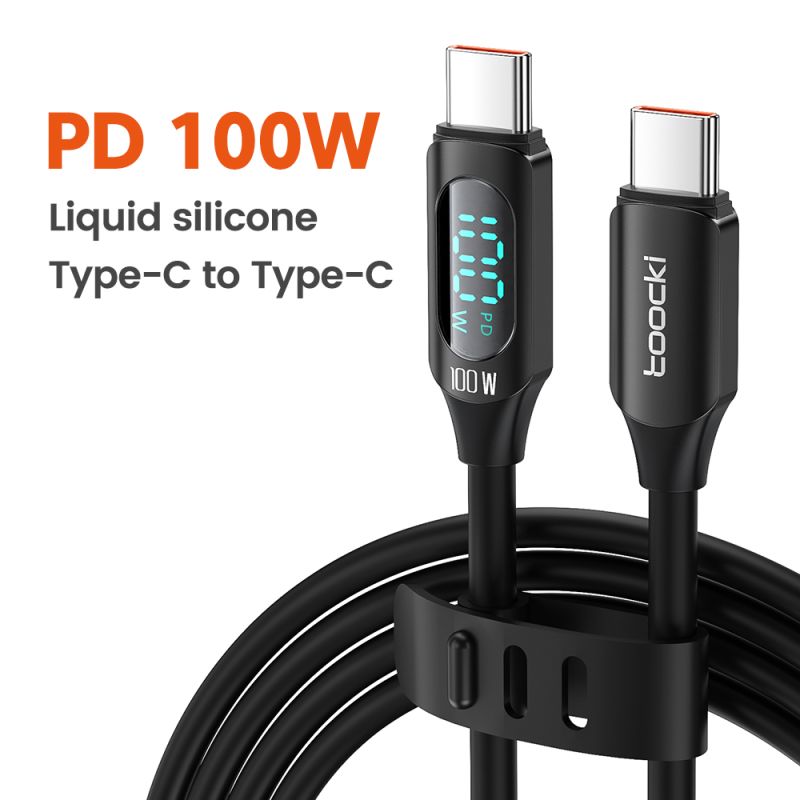 Cáp USB Type-C sang USB C bằng silicon Toocki PD 100W sạc nhanh cho Macbook Samsung Huawei Xiaomi.