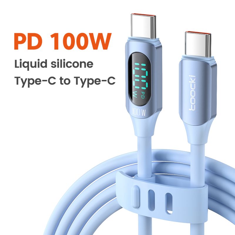 Силіконовий кабель Toocki USB Type-C до USB C PD 100 Вт для швидкої зарядки для Macbook Samsung Huawei Xiaomi Type-C до Type-C к