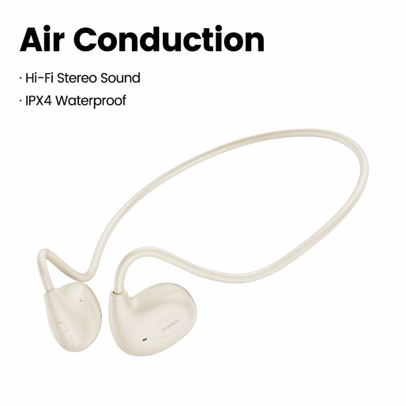 Tai nghe dẫn truyền khí Toocki Bluetooth 5.3, tai nghe thể thao móc tai, điều khiển cảm ứng, tích hợp micro, điều chỉnh âm lượng