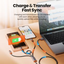 Cáp USB 3 trong 1 Toocki, dây truyền dữ liệu Micro USB Type C, cáp sạc Lightning cho iPhone Samsung Xiaomi Huawei OPPO Oneplus P