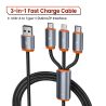 Cáp USB 3 trong 1 Toocki, dây truyền dữ liệu Micro USB Type C, cáp sạc Lightning cho iPhone Samsung Xiaomi Huawei OPPO Oneplus P