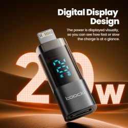Bộ chuyển đổi Toocki USB C sang Lightning OTG, đầu nối hiển thị kỹ thuật số, cáp sạc nhanh PD 20W OTG dành cho iPhone 14 13 12 1