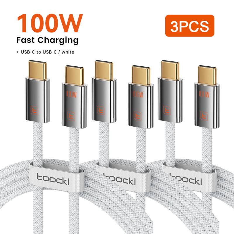 Bộ 3 cáp USB C sang USB C Toocki PD 60W/100W/240W sạc nhanh Type C cho Macbook iPhone Samsung Xiaomi OPPO Vivo