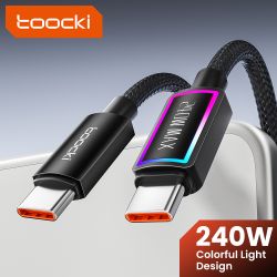 Toocki 240W 5A USB C 케이블 PD3.1 QC4.0 RGB 조명 고속 충전 케이블 (노트북, 아이폰 17 16, 삼성, 샤오미 호환)