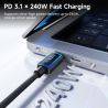 Toocki 240W 5A USB C 케이블 PD3.1 QC4.0 RGB 조명 고속 충전 케이블 (노트북, 아이폰 17 16, 삼성, 샤오미 호환)