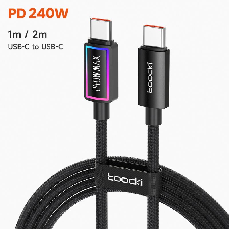 Toocki 240W 5A USB C 케이블 PD3.1 QC4.0 RGB 조명 고속 충전 케이블 (노트북, 아이폰 17 16, 삼성, 샤오미 호환)