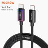 Toocki 240W 5A USB C 케이블 PD3.1 QC4.0 RGB 조명 고속 충전 케이블 (노트북, 아이폰 17 16, 삼성, 샤오미 호환)