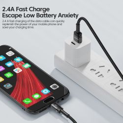 Cáp Micro USB Toocki 2.4A sạc nhanh, dây dữ liệu Micro USB cho Samsung S6 S7 Redmi Note 4, tai nghe, iPad.