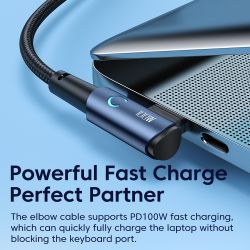 Кабель Toocki USB C до USB Type-C, 90 градусів, 100 Вт, швидкий зарядний пристрій, для Macbook iPhone 15, Samsung Xiaomi Huawei 