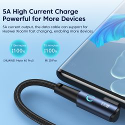 Кабель Toocki USB C до USB Type-C, 90 градусів, 100 Вт, швидкий зарядний пристрій, для Macbook iPhone 15, Samsung Xiaomi Huawei 