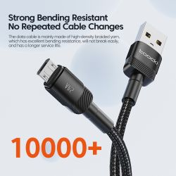 Cáp Micro USB Toocki 2.4A sạc nhanh, dây dữ liệu Micro USB cho Samsung S6 S7 Redmi Note 4, tai nghe, iPad.