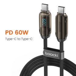 สายชาร์จ Toocki USB C to USB C 100W 5A PD Fast Charge สายชาร์จ Type C to Type C สำหรับจอแสดงผล Macbook Samsung Huawei Xiaomi