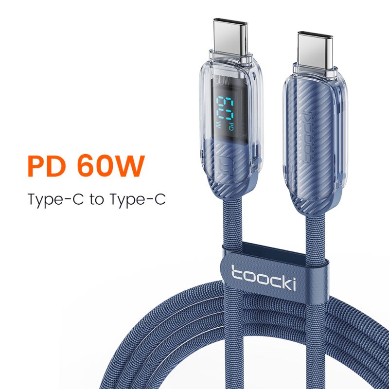 Cáp sạc nhanh Toocki USB C sang USB C 100W 5A PD, cáp màn hình Type C sang Type C cho Macbook, Samsung, Huawei, Xiaomi