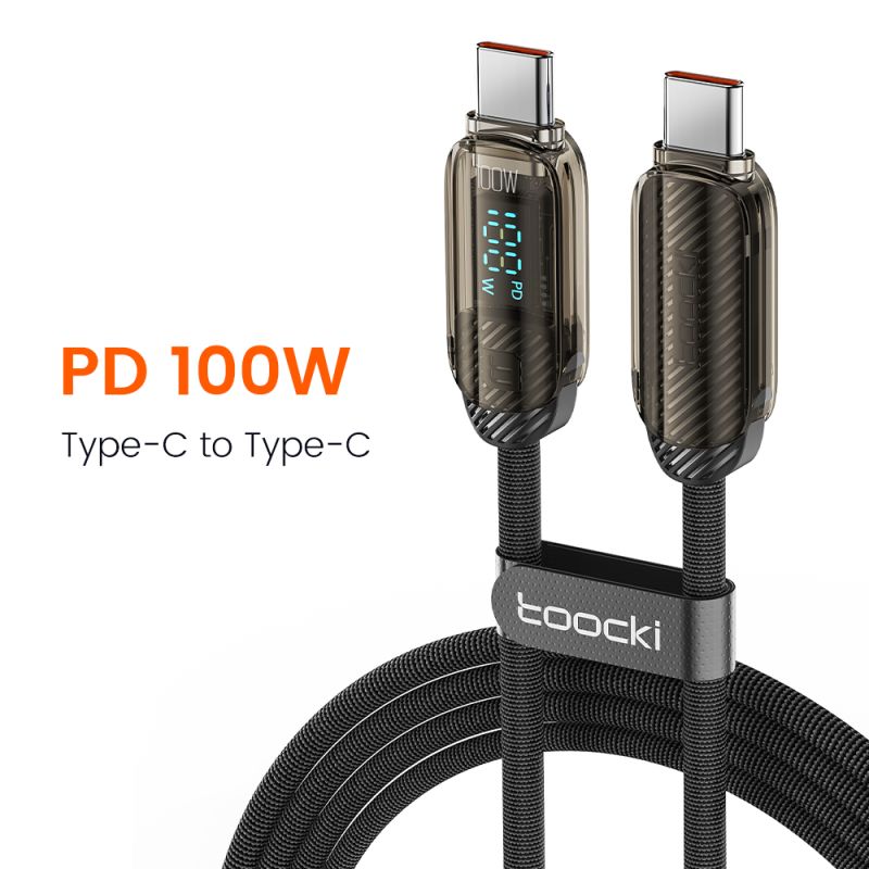 สายชาร์จ Toocki USB C to USB C 100W 5A PD Fast Charge สายชาร์จ Type C to Type C สำหรับจอแสดงผล Macbook Samsung Huawei Xiaomi