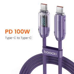Cáp sạc nhanh Toocki USB C sang USB C 100W 5A PD, cáp màn hình Type C sang Type C cho Macbook, Samsung, Huawei, Xiaomi