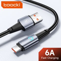 Cáp USB Type-C Toocki 6A dành cho Huawei P40 30 66W SCP Sạc nhanh Cáp Micro USB C dành cho Samsung Xiaomi Poco Oneplus Dây cáp d
