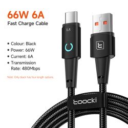 Cáp USB Type-C Toocki 6A dành cho Huawei P40 30 66W SCP Sạc nhanh Cáp Micro USB C dành cho Samsung Xiaomi Poco Oneplus Dây cáp d