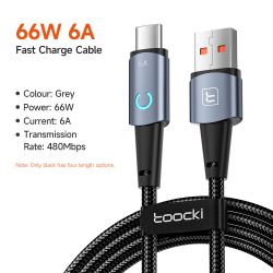 Cáp USB Type-C Toocki 6A dành cho Huawei P40 30 66W SCP Sạc nhanh Cáp Micro USB C dành cho Samsung Xiaomi Poco Oneplus Dây cáp d