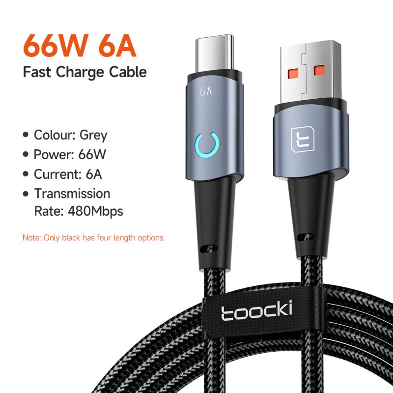 Cáp USB Type-C Toocki 6A dành cho Huawei P40 30 66W SCP Sạc nhanh Cáp Micro USB C dành cho Samsung Xiaomi Poco Oneplus Dây cáp d