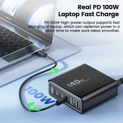 Bộ sạc nhanh Toocki GaN 140W Quick 4.0 PD3.0 100W USB Type C dành cho Macbook Air, iPhone 14, Samsung S23 Ultra, Xiaomi Huawei.