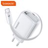 Bộ sạc Toocki 30W GaN cáp rút 68cm Type C QC PD 3.0 PPS sạc nhanh USB C cho iPhone 17 16 15 Samsung S25 S24 Tablet