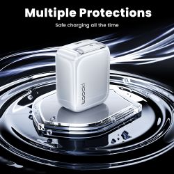 Bộ sạc Toocki 30W GaN cáp rút 68cm Type C QC PD 3.0 PPS sạc nhanh USB C cho iPhone 17 16 15 Samsung S25 S24 Tablet