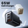 Зарядний пристрій Toocki GaN 65 Вт USB Type-C із швидкою зарядкою QC4.0 QC3.0 PD3.0 для iPhone 16 15 14 13 12 Xiaomi 12 11 Samsu