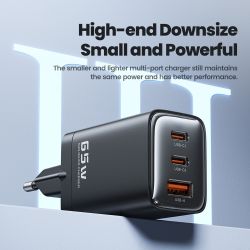 Зарядний пристрій Toocki GaN 65 Вт USB Type-C із швидкою зарядкою QC4.0 QC3.0 PD3.0 для iPhone 16 15 14 13 12 Xiaomi 12 11 Samsu
